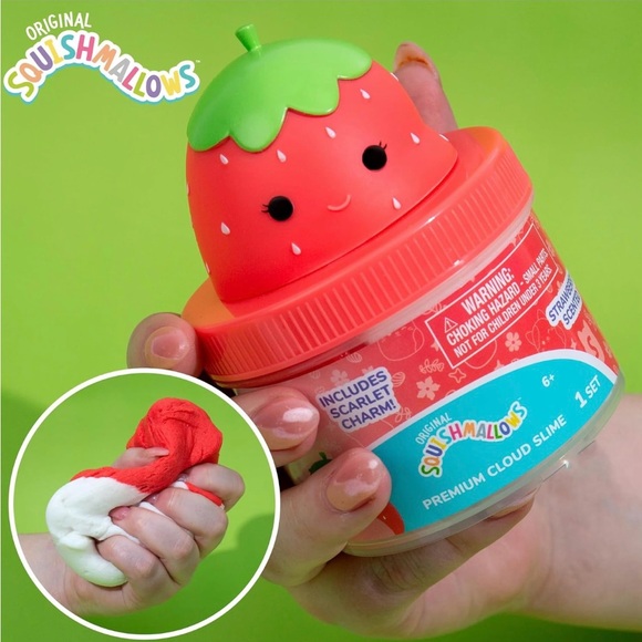 Squishmallows Other - Squishmallows Premium Cloud Slime Strawberry includes Scarlet charm